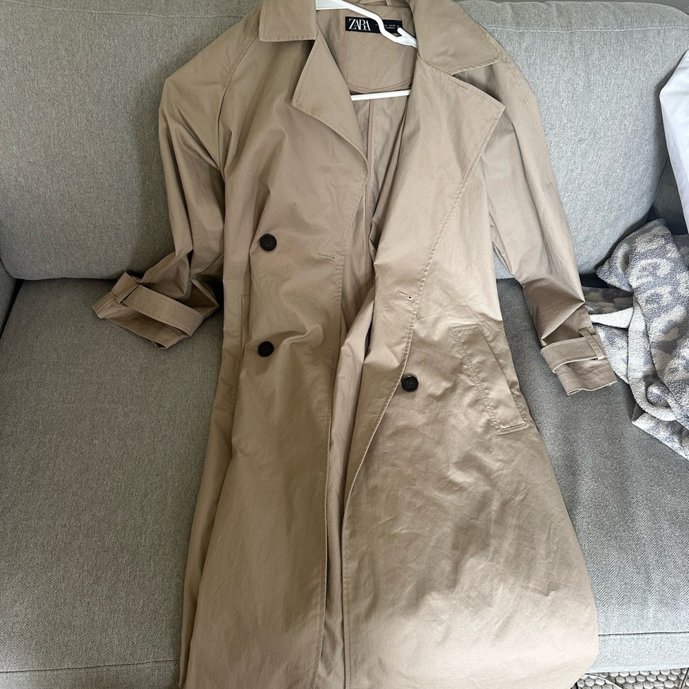 Zara Beige Double-Breasted Coat